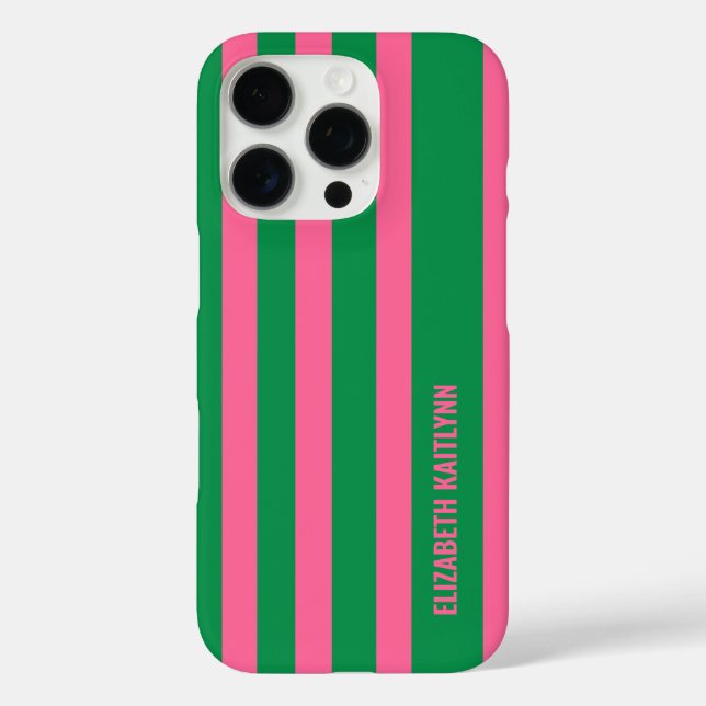 Green and Pink  Stripes Pattern Personalized  Case-Mate iPhone Case (Back)