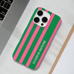 Green and Pink  Stripes Pattern Personalized  iPhone 16 Pro Case