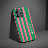 Green and Pink Stripes Pattern Personalized