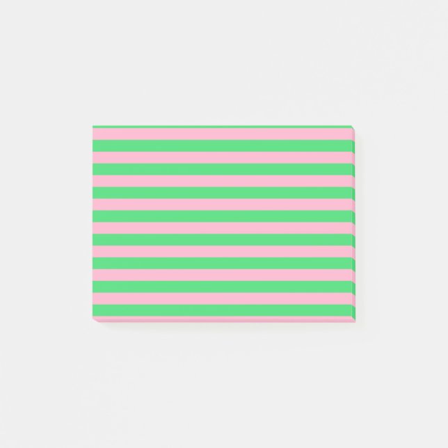 Green and Pink Stripes Post-it Notes (Front)