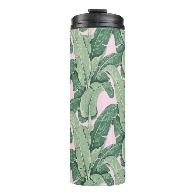Green and Pink Tropical Leaves | Cabana  Thermal Tumbler (Front)