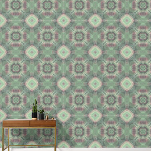 Green And Pink Watercolor Geometric Pattern Wallpaper