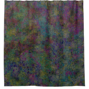 Green and Purple Abstract Squares Mosaic Tile