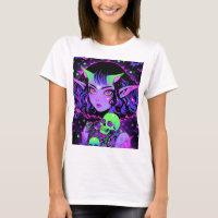 Green and Purple Alien Elf Anime Girl