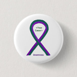 Green and Purple Awareness Ribbon Pin Buttons