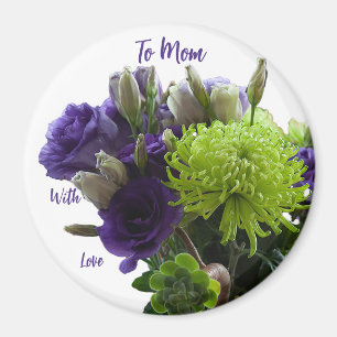 Green and Purple Bouquet Mothers Day Magnet