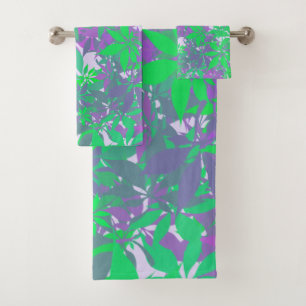 Green and Purple Chestnut Leaves  Bath Towel Set