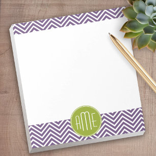 Green and Purple Chevron Pattern Custom Monogram Notepad