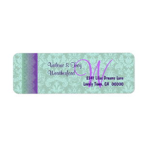 Green and Purple Damask Monogram Wedding V014