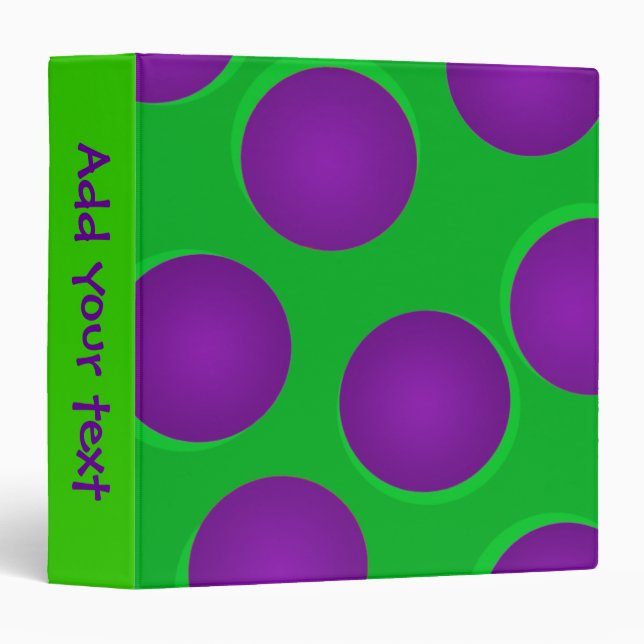 Green and Purple Dots Customizable Binder (Front/Spine)