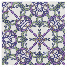 Green and Purple Floral Damask Pattern
