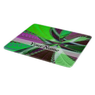 Green and purple fractal pattern cutting board