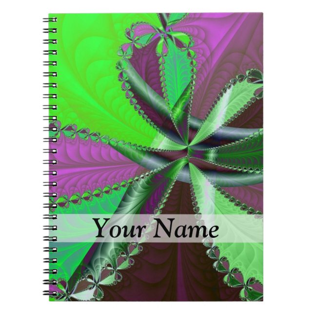 Green and purple fractal pattern notebook (Front)