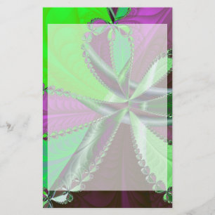 Green and purple fractal pattern stationery