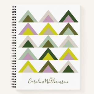 Green and Purple Geometric Triangles Personalized Notebook