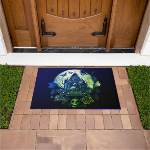 Green and Purple Gothic Haunted House Doormat