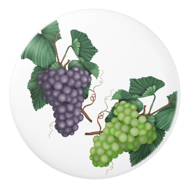 Green and Purple Grapes Ceramic Knob (Front)