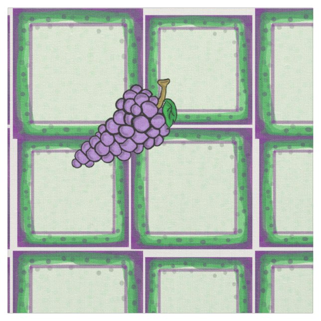 Green and Purple + Grapes Fabric (Close Up)