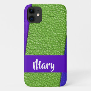 Green and purple leather textiled iPhone 11 case
