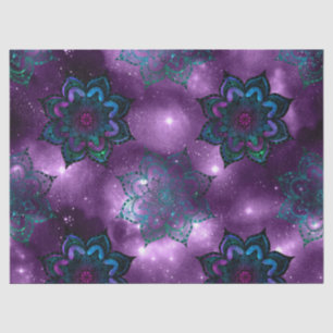 Green and Purple Mandalas on Purple Sky Decoupage Tissue Paper