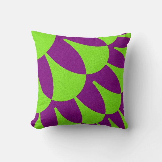 Green and Purple Scales Throw Pillow (Front)