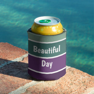 Green And Purple Stripes Can Cooler