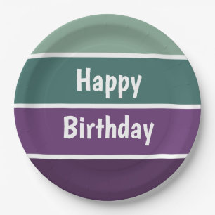 Green And Purple Stripes Paper Plate