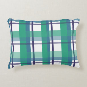 Green And Purple Tartan Pattern Throw Pillow