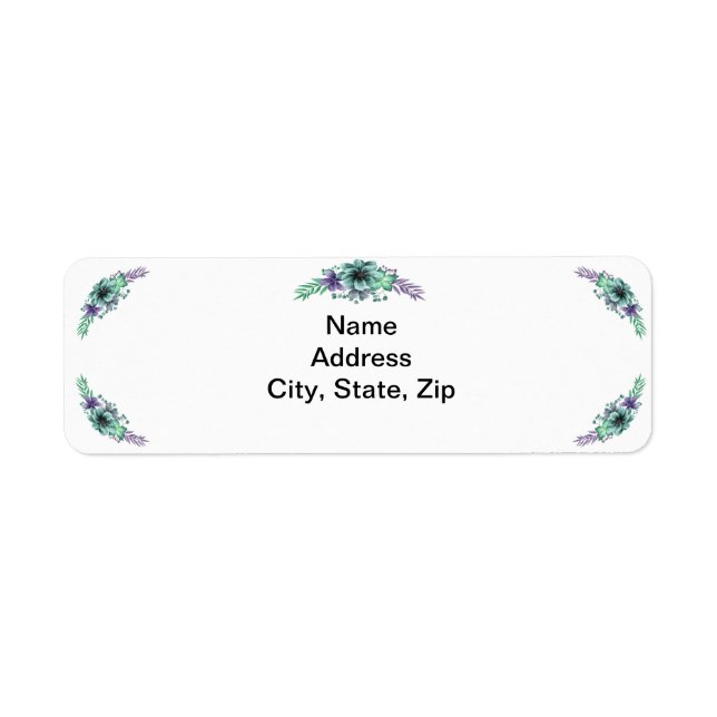 Green And Purple Watercolor Floral Address (Front)