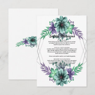 Green And Purple Watercolor Floral Safety Measures Thank You Card