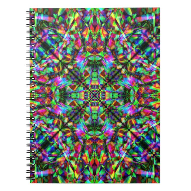 Green and Rainbow Mandala Pattern Notebook (Front)