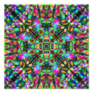 Green and Rainbow Mandala Pattern Photo Print