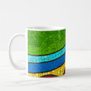 Green and red abstract painting coffee mug