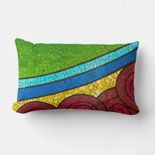 Green and red abstract painting lumbar pillow