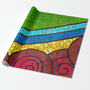 Green and red abstract painting wrapping paper