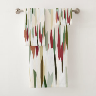 green and red Abstract Stripes Bath Towel Set