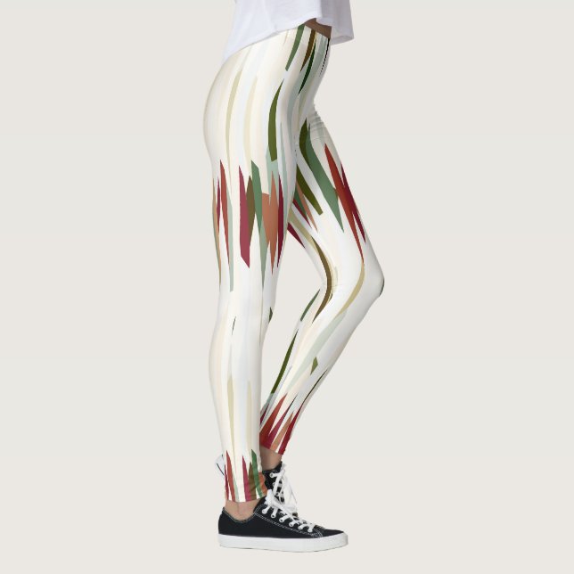 green and red Abstract Stripes Leggings (Right)