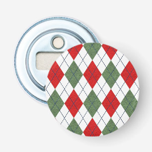 Green and Red Argyle Pattern Bottle Opener