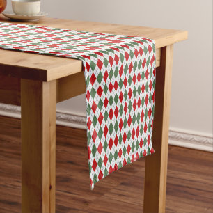 Green and Red Argyle Pattern Short Table Runner