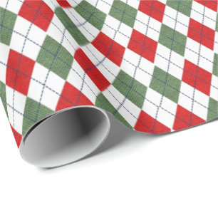 Green and Red Argyle Pattern Wrapping Paper