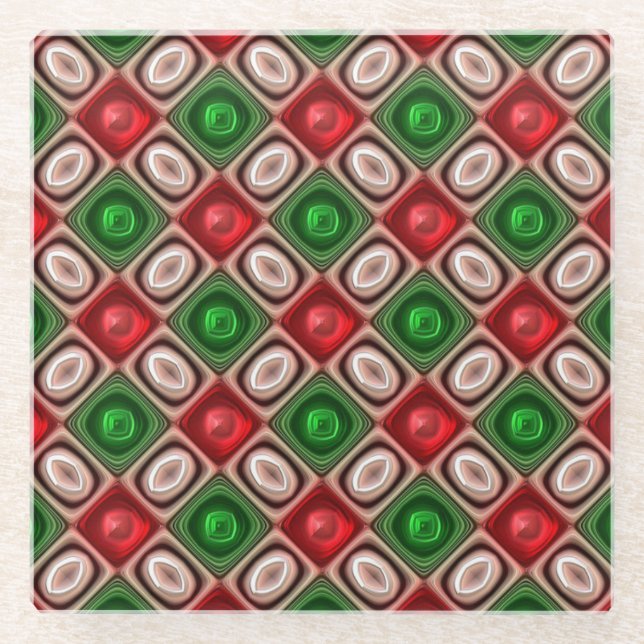 Green and Red Christmas Candy Coasters (Front)