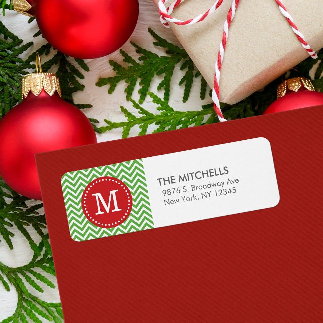Green and Red Christmas Chevron Custom Monogram (Creator Uploaded)