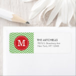Green and Red Christmas Chevron Custom Monogram<br><div class="desc">Cute Girly Chic Trendy Modern Chevron Stripes Zigzag Pattern with Custom Personalized Name and Monogram Initial in a Circle Frame with Cute Polka Dot Border. These would be great for mailing Christmas and holiday cards or any other personalized stationery!</div>