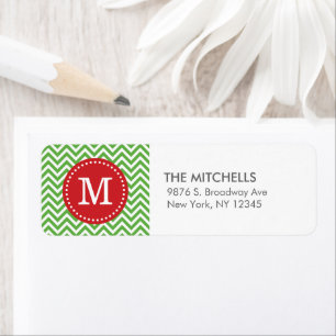 Green and Red Christmas Chevron Custom Monogram