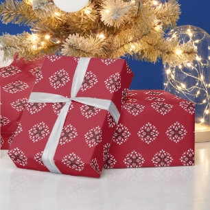 Green and Red Christmas Festive Pattern  Wrapping Paper