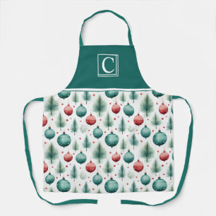 Green and Red Christmas Patterns - Apron