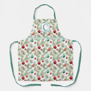 Green and Red Christmas Patterns - Apron
