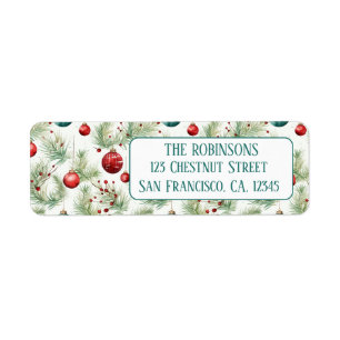 Green and Red Christmas Patterns - return address