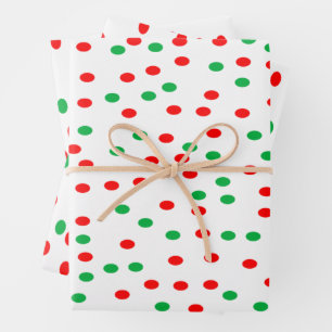 Green and Red Christmas Polka Dots  Wrapping Paper Sheet