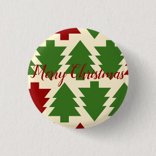 Green and Red Christmas Tree Beverage 1 Inch Round Button